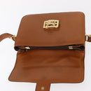 CELINE Shoulder Bag Leather Beige Gold Auth 151360-16