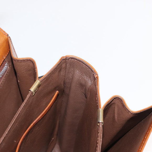 CELINE Shoulder Bag Leather Beige Gold Auth 151360