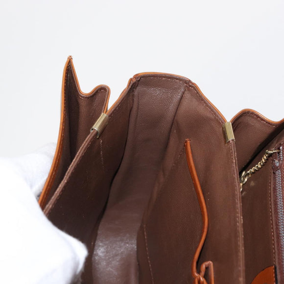 CELINE Shoulder Bag Leather Beige Gold Auth 151360