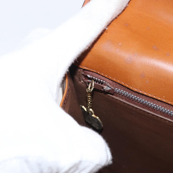 CELINE Shoulder Bag Leather Beige Gold Auth 151360