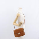 CELINE Shoulder Bag Leather Beige Gold Auth 151360-26