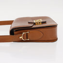 CELINE Shoulder Bag Leather Beige Gold Auth 151360-5