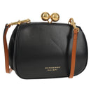 BURBERRY Shoulder Bag Leather Black Gold Auth 151361AV-1