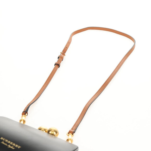 BURBERRY Shoulder Bag Leather Black Gold Auth 151361AV