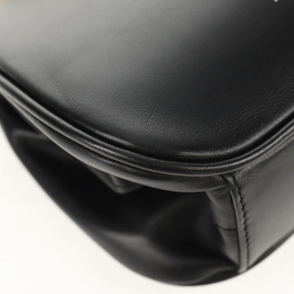 BURBERRY Shoulder Bag Leather Black Gold Auth 151361AV