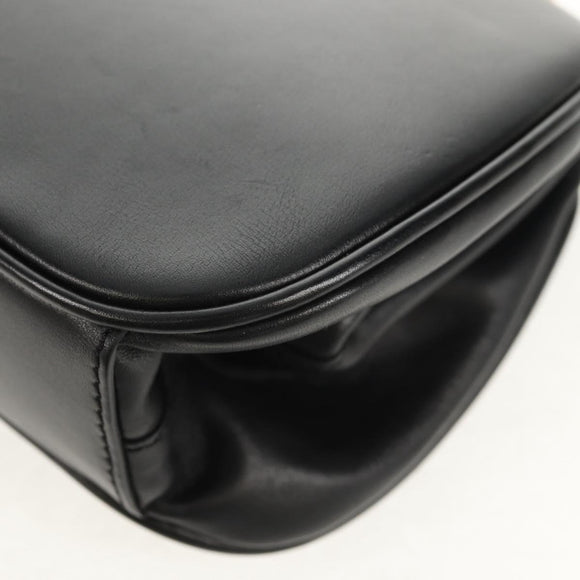 BURBERRY Shoulder Bag Leather Black Gold Auth 151361AV