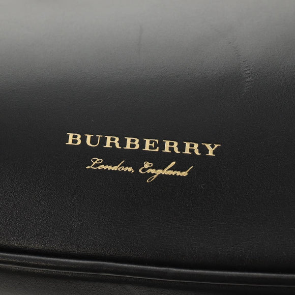 BURBERRY Shoulder Bag Leather Black Gold Auth 151361AV