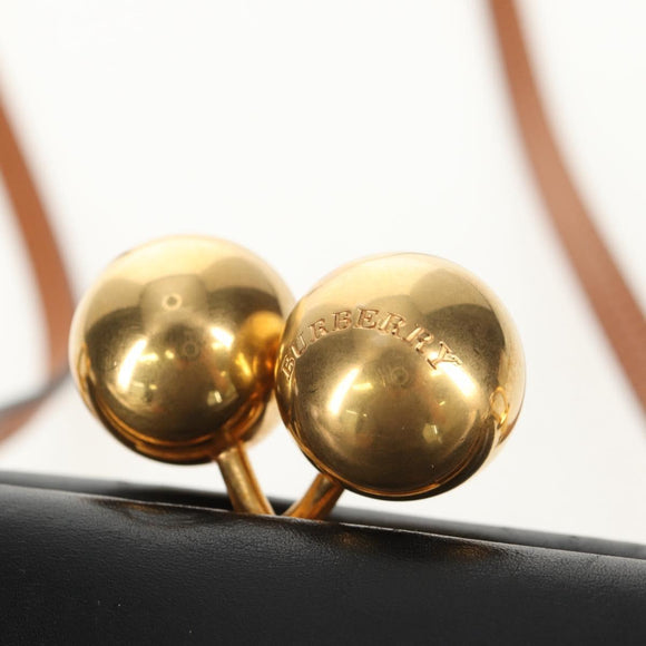 BURBERRY Shoulder Bag Leather Black Gold Auth 151361AV