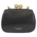 BURBERRY Shoulder Bag Leather Black Gold Auth 151361AV-2