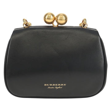 BURBERRY Shoulder Bag Leather Black Gold Auth 151361AV - 0