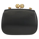 BURBERRY Shoulder Bag Leather Black Gold Auth 151361AV-4