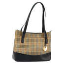BURBERRY Nova Check Tote Bag Canvas Leather Beige Gold Auth 151362-1