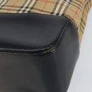BURBERRY Nova Check Tote Bag Canvas Leather Beige Gold Auth 151362-10