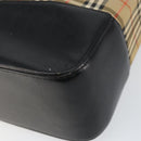 BURBERRY Nova Check Tote Bag Canvas Leather Beige Gold Auth 151362-12