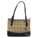 BURBERRY Nova Check Tote Bag Canvas Leather Beige Gold Auth 151362-2