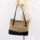 BURBERRY Nova Check Tote Bag Canvas Leather Beige Gold Auth 151362-23