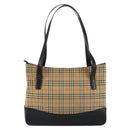 BURBERRY Nova Check Tote Bag Canvas Leather Beige Gold Auth 151362-3
