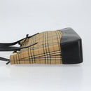BURBERRY Nova Check Tote Bag Canvas Leather Beige Gold Auth 151362-5