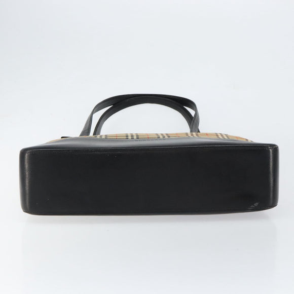 BURBERRY Nova Check Tote Bag Canvas Leather Beige Gold Auth 151362