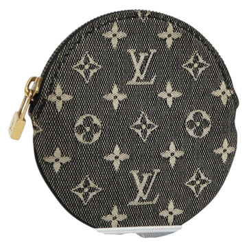 LOUIS VUITTON Mini Lin Porte Monnaie Round Coin Purse Black M92453 Auth 151364