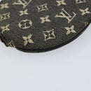 LOUIS VUITTON Mini Lin Porte Monnaie Round Coin Purse Black M92453 Auth 151364-16