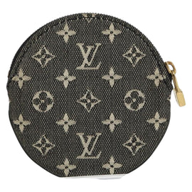 LOUIS VUITTON Mini Lin Porte Monnaie Round Coin Purse Black M92453 Auth 151364 - 0