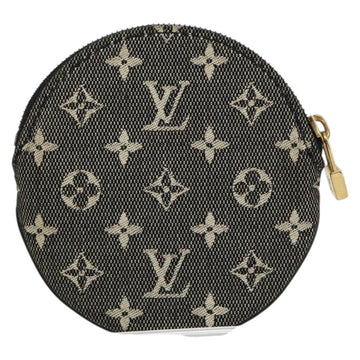 LOUIS VUITTON Mini Lin Porte Monnaie Round Coin Purse Black M92453 Auth 151364 - 0