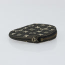 LOUIS VUITTON Mini Lin Porte Monnaie Round Coin Purse Black M92453 Auth 151364-3