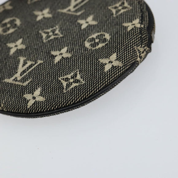LOUIS VUITTON Mini Lin Porte Monnaie Round Coin Purse Black M92453 Auth 151364