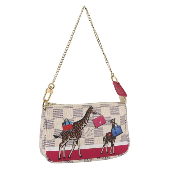 LOUIS VUITTON Azur Giraffe Mini Pochette Accessoires N62200 LV Auth 151369SAM