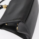 Salvatore Ferragamo Gancini Hand Bag Leather 2way Black Gold Auth 151370-14