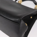 Salvatore Ferragamo Gancini Hand Bag Leather 2way Black Gold Auth 151370-15