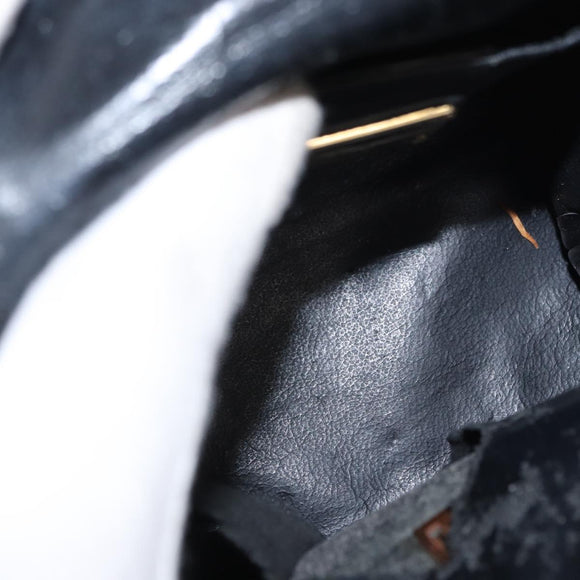 Salvatore Ferragamo Gancini Hand Bag Leather 2way Black Gold Auth 151370