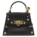 Salvatore Ferragamo Gancini Hand Bag Leather 2way Black Gold Auth 151370-2