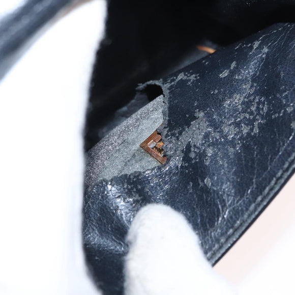 Salvatore Ferragamo Gancini Hand Bag Leather 2way Black Gold Auth 151370