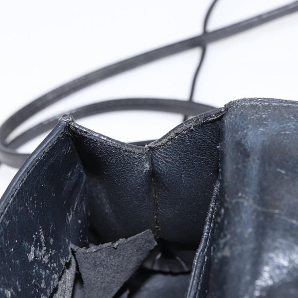 Salvatore Ferragamo Gancini Hand Bag Leather 2way Black Gold Auth 151370