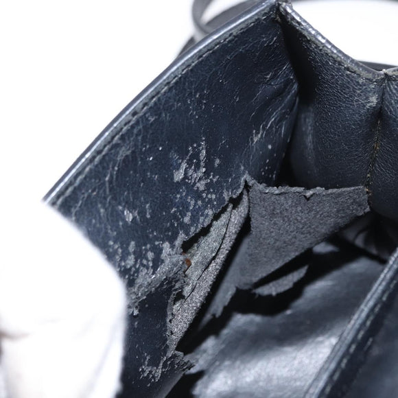 Salvatore Ferragamo Gancini Hand Bag Leather 2way Black Gold Auth 151370