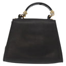 Salvatore Ferragamo Gancini Hand Bag Leather 2way Black Gold Auth 151370-3