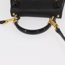 Salvatore Ferragamo Gancini Hand Bag Leather 2way Black Gold Auth 151370-7