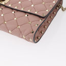 VALENTINO Chain Shoulder Bag Leather Pink Gold Auth 151371-15