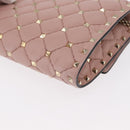 VALENTINO Chain Shoulder Bag Leather Pink Gold Auth 151371-17