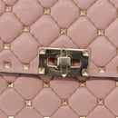 VALENTINO Chain Shoulder Bag Leather Pink Gold Auth 151371-18