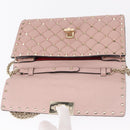 VALENTINO Chain Shoulder Bag Leather Pink Gold Auth 151371-9