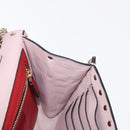 VALENTINO Chain Shoulder Bag Leather Pink Gold Auth 151371-20