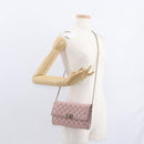 VALENTINO Chain Shoulder Bag Leather Pink Gold Auth 151371-24