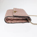 VALENTINO Chain Shoulder Bag Leather Pink Gold Auth 151371-3