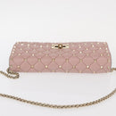 VALENTINO Chain Shoulder Bag Leather Pink Gold Auth 151371-6