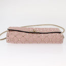 VALENTINO Chain Shoulder Bag Leather Pink Gold Auth 151371-5