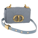 Christian Dior Canage Chain Dior Caro Bag Leather Blue Gold Auth 151372SAM-1