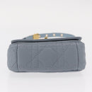 Christian Dior Canage Chain Dior Caro Bag Leather Blue Gold Auth 151372SAM-5